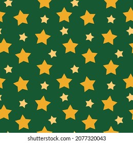 star seamless pattern on green background for fabric wallpaper decoration and gift wrapping paper or website banner graphic design element. vector illustration
