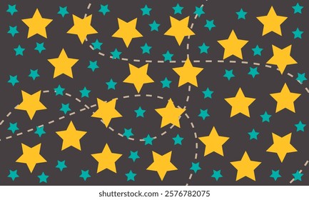 Star seamless pattern. Repeated  stars on isolated background. Repeatin gold glitter patern for design prints, gift wrappers. Bling star packing. Repeat sparkle texture. Vector illustration