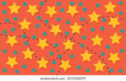 Star seamless pattern. Repeated  stars on isolated background. Repeatin gold glitter patern for design prints, gift wrappers. Bling star packing. Repeat sparkle texture. Vector illustration