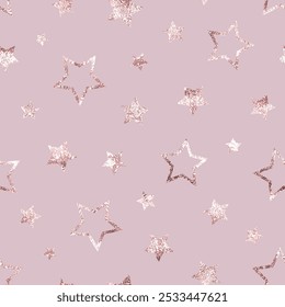 Star seamless pattern. Repeating gradient stars background. Abstract seamles starry backdrop for prints design. Repeated geometric print. Glitter patern. Pink lattice textur. Vector illustration