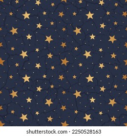 Star seamless pattern. Repeating random stars. Irregular shiny background design for prints. Repeated sparkle wrapping paper. Shine starry lattice. Sparkly sample. Repeat shimmer. Vector illustration