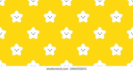 star seamless pattern smile face cartoon vector fluffy doodle cloud night sky gift wrapping paper tile background repeat wallpaper scarf isolated illustration design