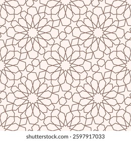 Star seamless pattern. Stars border. Packaging for coffee and chocolate. Repeated brown patterns. Geometric coffe texture. Repeating beige background. Abstract design for prints. Vector illustration