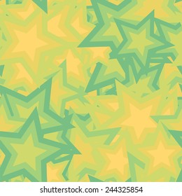 Star seamless pattern. Vector background in a calm yellow-green colours.