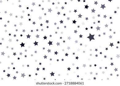 Star seamless pattern. White and black retro background. Chaotic elements. Abstract geometric shape texture. Effect of sky. Design template for wallpaper,wrapping, textile. Vector Illustration
