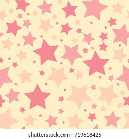 Star seamless pattern. White and blue retro background. Chaotic elements. Abstract geometric shape texture. Effect of sky. Design template for wallpaper, wrapping, textile. Vector Illustration