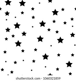 Star seamless pattern. White and grey retro background. Chaotic elements. Abstract geometric shape texture. Effect of sky. Design template for wallpaper,wrapping, textile. Vector Illustration