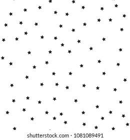 Star seamless pattern. White and grey retro background. Chaotic elements. Abstract geometric shape texture. Effect of sky. Design template for wallpaper,wrapping, textile. Vector Illustration.