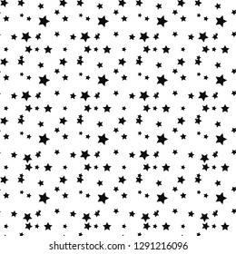 Star seamless pattern. White and grey retro background. Chaotic elements. Abstract geometric shape texture. Effect of sky. Design template for wallpaper,wrapping, textile. Vector Illustration
