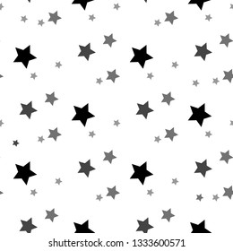 Star seamless pattern. White and grey retro background. Chaotic elements. Abstract geometric shape texture. Effect of sky. Design template for wallpaper,wrapping, textile. Vector Illustration