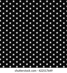 Star seamless pattern. White star on black background. Design element. Fabric pattern.