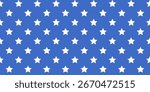  Star seamless pattern. White stars on blue background, USA, America flag. Memorial day.