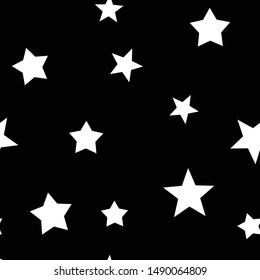 Star seamless pattern. White stars on dark background texture.