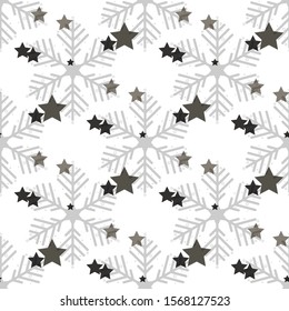 star seamless with snowflakes background for winter and christmas theme