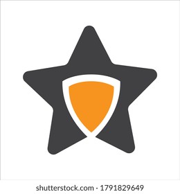star securit shield icon concept. flat design style icon