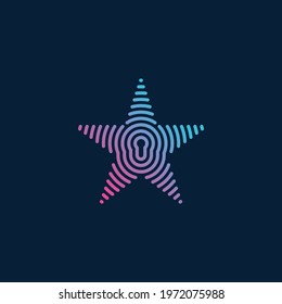 Star Security Fingerprint Line Lock Trendy Colorful Logo 