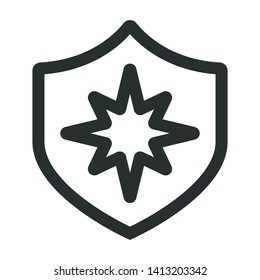star in security shield - minimal line web icon. simple vector illustration. concept for infographic, website or app.