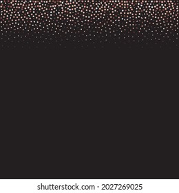 Star Sequin Confetti on Black Background. Isolated Flat Birthday Card. Golden Stars Banner. Voucher Gift Card Template. Vector Gold Glitter. Falling Particles on Floor. Christmas Party Frame.