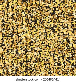 Star Sequin Confetti on Black Background. Vector Gold Glitter. Falling Particles on Floor. Voucher Gift Card Template. Isolated Flat Birthday Card. Golden Stars Banner. Christmas Party Frame.