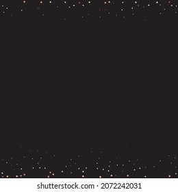 Star Sequin Confetti sobre fondo negro. Marco de fiesta de Navidad. Plantilla de tarjeta regalo de cupón. Glitter de oro vectorial. Cayendo partículas en el suelo. Tarjeta de cumpleaños plana aislada. Cartel de las estrellas de oro.