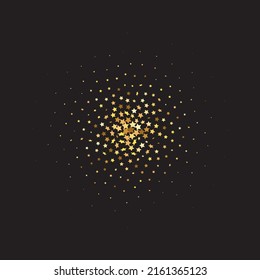 Star Sequin Confetti on Black Background. Isolated Flat Birthday Card. Golden Stars Banner. Voucher Gift Card Template. Christmas Party Frame. Vector Gold Glitter. Falling Particles on Floor.