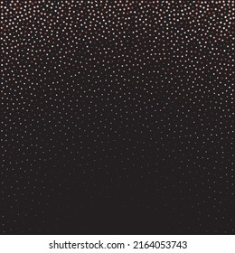 Star Sequin Confetti auf schwarzem Hintergrund. Einzeln-Flach-Geburtstagskarte. Banner der goldenen Sterne. Gutscheinkarten-Vorlage. Vector Gold Glitter. Fallende Partikel auf dem Boden. Weihnachtsfeierrahmen.