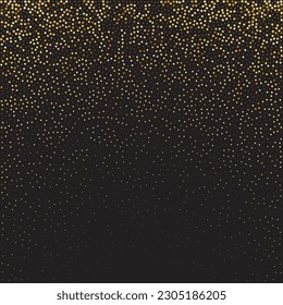 Star Sequin Confetti on Black Background. Voucher Gift Card Template. Isolated Flat Birthday Card. Golden Stars Banner. Vector Gold Glitter. Falling Particles on Floor. Christmas Party Frame.