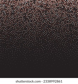 Star Sequin Confetti on Black Background. Voucher Gift Card Template. Vector Gold Glitter. Falling Particles on Floor. Isolated Flat Birthday Card. Golden Stars Banner. Christmas Party Frame.