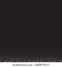 Star Sequin Confetti sobre fondo negro. Tarjeta de cumpleaños plana aislada. Cartel de las estrellas de oro. Glitter de oro vectorial. Cayendo partículas en el suelo. Plantilla de tarjeta regalo de cupón. Marco de fiesta de Navidad.