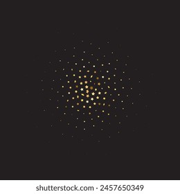 Star Sequin Confetti on Black Background. Vector Gold Glitter. Falling Particles on Floor. Christmas Party Frame. Voucher Gift Card Template. Isolated Flat Birthday Card. Golden Stars Banner.