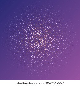 Star Sequin Confetti on Neon Purple Background. Isolated Flat Birthday Card. Golden Stars Banner. Voucher Gift Card Template. Christmas Party Frame. Vector Gold Glitter. Falling Particles on Floor.