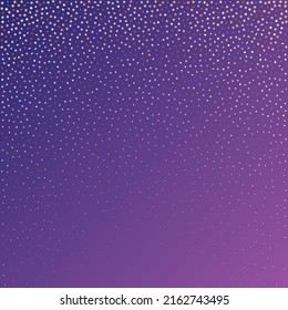 Star Sequin Confetti on Neon Purple Background. Vector Gold Glitter. Falling Particles on Floor. Christmas Party Frame. Isolated Flat Birthday Card. Golden Stars Banner. Voucher Gift Card Template.