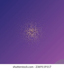 Star Sequin Confetti on Neon Purple Background. Isolated Flat Birthday Card. Golden Stars Banner. Christmas Party Frame. Voucher Gift Card Template. Vector Gold Glitter. Falling Particles on Floor.