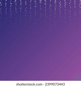 Star Sequin Confetti on Neon Purple Background. Vector Gold Glitter. Falling Particles on Floor. Isolated Flat Birthday Card. Golden Stars Banner. Christmas Party Frame. Voucher Gift Card Template.
