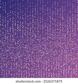 Star Sequin Confetti on Neon Purple Background. Voucher Gift Card Template. Christmas Party Frame. Vector Gold Glitter. Falling Particles on Floor. Isolated Flat Birthday Card. Golden Stars Banner.