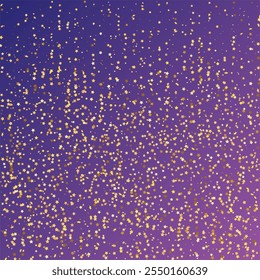 Star Sequin Confetti on Neon Purple Background. Isolated Flat Birthday Card. Golden Stars Banner. Vector Gold Glitter. Falling Particles on Floor. Christmas Party Frame. Voucher Gift Card Template.