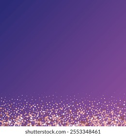 Stern-Pailletten-Konfetti auf neonviolettem Hintergrund. Einzige Geburtstagskarte. Banner der Goldenen Sterne. Vektor Gold Glitter. Fallende Partikel auf dem Boden. Weihnachtsfeier Rahmen. Gutschein-Geschenkkartenvorlage.