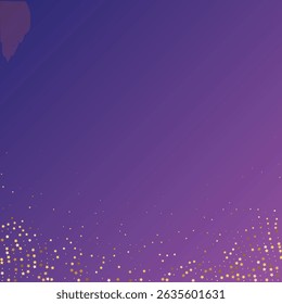 Star Sequin Confetti on Neon Purple Background. Christmas Party Frame. Vector Gold Glitter. Falling Particles on Floor. Isolated Flat Birthday Card. Golden Stars Banner. Voucher Gift Card Template.