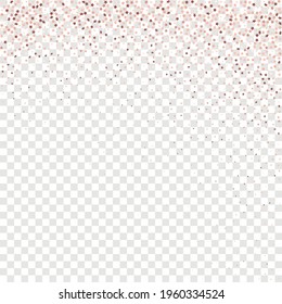 Star Sequin Confetti on Transparent Background. Isolated Flat Birthday Card. Golden Stars Banner. Christmas Party Frame. Voucher Gift Card Template. Vector Gold Glitter. Falling Particles on Floor.
