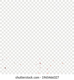 Star Sequin Confetti sobre fondo transparente. Glitter de oro vectorial. Cayendo partículas en el suelo. Tarjeta de cumpleaños plana aislada. Cartel de las estrellas de oro. Marco de fiesta de Navidad. Plantilla de tarjeta regalo de cupón.