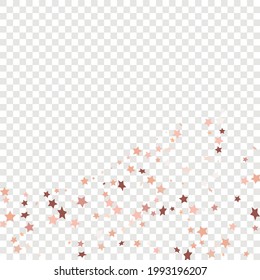 Star Sequin Confetti on Transparent Background. Christmas Party Frame. Isolated Flat Birthday Card. Golden Stars Banner. Voucher Gift Card Template. Vector Gold Glitter. Falling Particles on Floor.