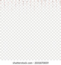 Star Sequin Confetti on Transparent Background. Christmas Party Frame. Vector Gold Glitter. Falling Particles on Floor. Voucher Gift Card Template. Isolated Flat Birthday Card. Golden Stars Banner.