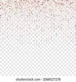 Star Sequin Confetti on Transparent Background. Voucher Gift Card Template. Christmas Party Frame. Isolated Flat Birthday Card. Golden Stars Banner. Vector Gold Glitter. Falling Particles on Floor.