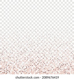 Star Sequin Confetti auf transparentem Hintergrund. Gutscheinkarten-Vorlage. Weihnachtsfeierrahmen. Einzeln-Flach-Geburtstagskarte. Banner der goldenen Sterne. Vector Gold Glitter. Fallende Partikel auf dem Boden.