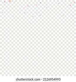 Star Sequin Confetti on Transparent Background. Christmas Party Frame. Isolated Flat Birthday Card. Golden Stars Banner. Voucher Gift Card Template. Vector Gold Glitter. Falling Particles on Floor.