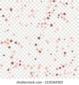 Star Sequin Confetti on Transparent Background. Voucher Gift Card Template. Christmas Party Frame. Vector Gold Glitter. Falling Particles on Floor. Isolated Flat Birthday Card. Golden Stars Banner.