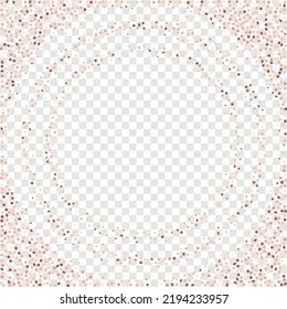Star Sequin Confetti sobre fondo transparente. Glitter de oro vectorial. Cayendo partículas en el suelo. Plantilla de tarjeta regalo de cupón. Tarjeta de cumpleaños plana aislada. Cartel de las estrellas de oro. Marco de fiesta de Navidad.