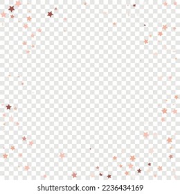 Star Sequin Confetti on Transparent Background. Isolated Flat Birthday Card. Golden Stars Banner. Christmas Party Frame. Voucher Gift Card Template. Vector Gold Glitter. Falling Particles on Floor.