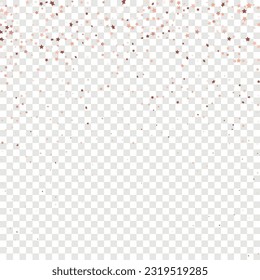 Star Sequin Confetti on Transparent Background. Voucher Gift Card Template. Isolated Flat Birthday Card. Golden Stars Banner. Christmas Party Frame. Vector Gold Glitter. Falling Particles on Floor.