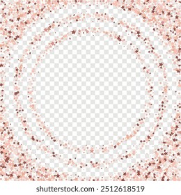 Star Sequin Confetti on Transparent Background. Voucher Gift Card Template. Christmas Party Frame. Isolated Flat Birthday Card. Golden Stars Banner. Vector Gold Glitter. Falling Particles on Floor.